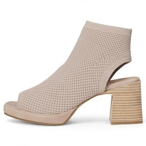 Eileen Fisher Gavis Cutout‎ Booties Womens 9M Blush Stretch Knit Ankle Heels NEW